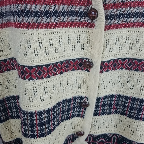 Talbots, Black, creme and red sweater vest, Sz M - Picture 6 of 9